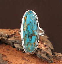 Anel azul cobre turquesa prata esterlina 925 pedra preciosa elegante todos os tamanhos MO906, usado comprar usado  Enviando para Brazil