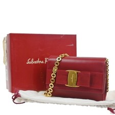 Usado, SALVATORE FERRAGAMO Vara 2 vias corrente mini bolsa de ombro couro vermelho 31EE972 comprar usado  Enviando para Brazil