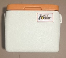 1982 Coleman Lil' Oscar #5272 Mini refrigerador pessoal caixa de gelo laranja e branco EUA comprar usado  Enviando para Brazil