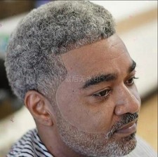 Cabelo masculino cinza durável base de pele com nós 6mm penteado afro toupee masculino 8x10 comprar usado  Enviando para Brazil