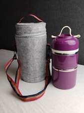 Lancheira térmica empilhável 3 camadas bolsa de transporte com alça 23cm trabalho caminhadas acampamento comprar usado  Enviando para Brazil