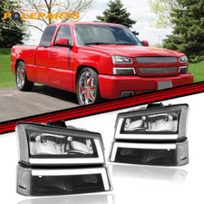 Par de Faróis + Lâmpadas de Para-choque LED DRL Para 2003-07 Chevy Silverado Avalanche 1500 comprar usado  Enviando para Brazil