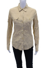 Camisa Theory Mujer Cuello Lino Manga Larga Abotonada Beige Sólido Talla P segunda mano  Embacar hacia Mexico