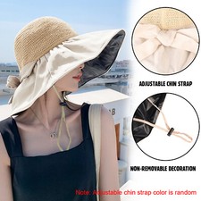 Usado, Chapéu de praia feminino verão grande flexível dobrável aba larga chapéu de palha sol presente EUA comprar usado  Enviando para Brazil