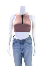 Sutiã esportivo feminino Koral malha com nervuras gola V com zíper rosa malva tamanho XS comprar usado  Enviando para Brazil