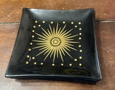 4 Black 2.5" VIDRO Starburst MCM aperitivo pequeno prato barra de oliveira poço comprar usado  Enviando para Brazil