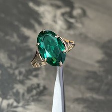 Anel clássico unissex corte oval simulado verde esmeralda folheado a ouro amarelo 14K, usado comprar usado Anel clássico unissex corte oval simulado verde esmeralda folheado a ouro amarelo 14K, usado comprar usado  Enviando para Brazil