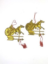 Enfeites Weathervane carrinho puxado por cavalo e jóqueis conjunto de 2 presente de Natal vintage comprar usado  Enviando para Brazil