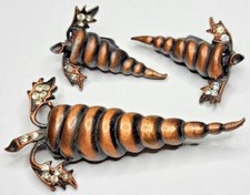 Broche e brincos com clipe vintage de estanho figura de cobre cenoura vegetal strass, usado comprar usado  Enviando para Brazil