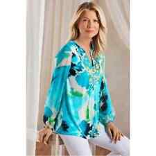 NOVA Túnica Soft Surroundings Catamara Floral Turquesa Pequena comprar usado  Enviando para Brazil