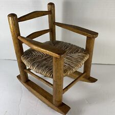Vintage Hand Crafted Doll Rocking Chair Woven Straw  Seat 8”x6” comprar usado  Enviando para Brazil