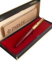 Caneta-tinteiro vintage anos 60 PARKER 45 vermelha borgonha e ouro laminado ouro 14K 585 nova na caixa comprar usado  Enviando para Brazil
