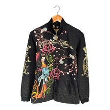 Moletom com capuz feminino CHRISTIAN AUDIGIER ED HARDY japonês Sakura zíper completo, usado comprar usado  Enviando para Brazil