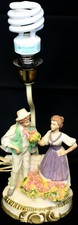 Abajur vintage francês país europeu homem mulher mesa de destaque floral resina cerâmica comprar usado  Enviando para Brazil