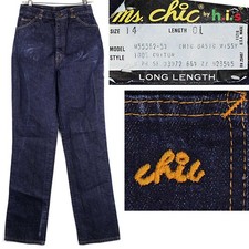 Jeans jeans vintage chique lavagem escura cintura alta discoteca 29 1/2" cintura alta 12 NOS 70s comprar usado  Enviando para Brazil