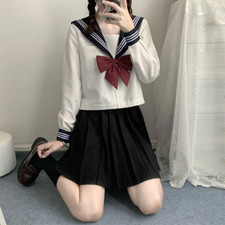 Usado, Uniformes escolares meninas fantasia marinha sexy azul marinho JK terno blusa marinheiro saia plissada comprar usado  Enviando para Brazil