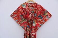 Indian 100% Cotton Long Beach Maxi Kaftan Red Dress One Size Caftan Kimono comprar usado  Enviando para Brazil