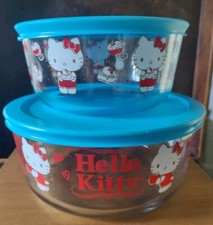 Recipientes de armazenamento de vidro Pyrex 4 xícaras/7 xícaras com tampas Hello Kitty estoque aberto novo  comprar usado  Enviando para Brazil