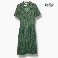 Usado, Vestido feminino vintage anos 60 SHELTON STROLLER tamanho 12 serve com bolsos florais verdes XS/S comprar usado  Enviando para Brazil