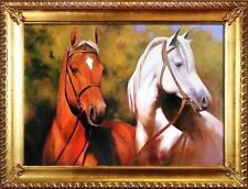 Pferde - Pintura Al Óleo Pintado a Mano Marco Firmado 84x63cm,Mural Decoración na sprzedaż Pferde - Pintura Al Óleo Pintado a Mano Marco Firmado 84x63cm,Mural Decoración na sprzedaż  PL