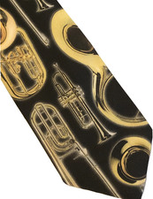 Gravata Ralph Marlin Music Gravata "Instrumentos de Latão" Trompete Tuba Preta 56x3,75 comprar usado  Enviando para Brazil