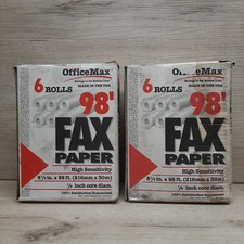 Lote de 2 rolos de papel fax Office Max 98' x 8 1/2" núcleo 1/2" alta sensibilidade comprar usado  Enviando para Brazil