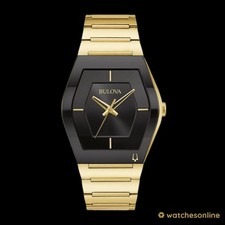 Relógio masculino elegante Bulova Gemini mostrador preto aço tom dourado 97A164 $575 comprar usado  Enviando para Brazil