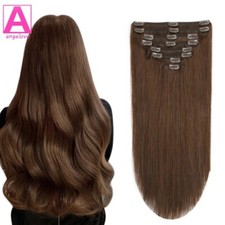 Clipe em extensões de cabelo cabelo castanho cabelo humano trama dupla 8 peças extensões de cabelo comprar usado  Enviando para Brazil