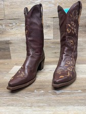 Botas ocidentais femininas Dan Post couro marrom ouro rosa incrustação de videira tamanho 8,5 comprar usado  Enviando para Brazil