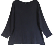 NOVA túnica Eileen Fisher gola de barco com nervuras de seda azul marinho tamanho M #T3105 comprar usado  Enviando para Brazil