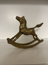 Cavalo de Balanço Antigo Dourado Vintage Latão Maciço Pátina Inverno Natal comprar usado  Enviando para Brazil