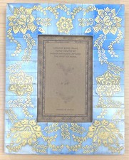 Vintage Bone Inlay Artesanal "Spirit of India" Azul com Acentos Dourados Moldura 4x6 comprar usado  Enviando para Brazil