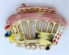 E3-3888 BROCHE VINTAGE TOM DOURADO PINO 1,5" ESMALTE CARRINHO CARRO STRASS comprar usado  Enviando para Brazil