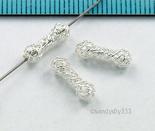 4x CONTAS DE OSSO DE MALHA DE ARAME PRATA ESTERLINA BRILHANTE 11,6mm #483 comprar usado  Enviando para Brazil