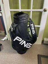 Bolsa de personal Ping Tour con divisor de 6 vías cuero negro con cubierta de lluvia golf, usado segunda mano  Embacar hacia Argentina