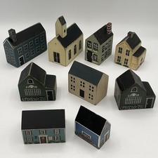 Usado, LOTE x9 Bloco de Madeira Primitivo Casa Vila Arte Folclórica Pintada à Mão - Alguns Assinados comprar usado  Enviando para Brazil
