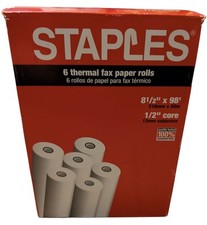 Rolos de papel de fax térmico Staples 8 1/2" x 98' (núcleo 1/2") 6 rolos selados NOVO  comprar usado  Enviando para Brazil