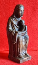 ANCIENNE STATUE VIERGE A L'ENFANT EN MAJESTE VIRGIN EN PLATRE SEDES SAPIENTIAE, używany na sprzedaż  Wysyłka do Poland