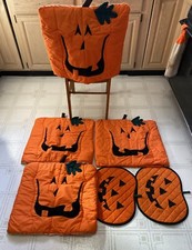 Capas de cadeira e tapetes vintage de tecido de abóbora de Halloween feitos à mão comprar usado  Enviando para Brazil