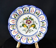 Prato de cerâmica vintage Talavera Espanha borda vieira flores azul amarelo, usado comprar usado  Enviando para Brazil
