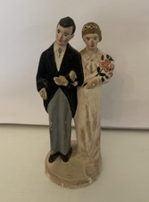 Decoração de bolo de casamento vintage 1940/50 pintada à mão em giz - Noivos e noivos, usado comprar usado  Enviando para Brazil