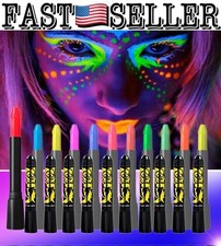 Kit de maquiagem neon lápis de cor brilho UV luz negra pintura facial e corporal 12 cores comprar usado  Enviando para Brazil