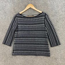 Blusa Country Road feminina tamanho S pequena preta branca malha gola barco manga 3/4 2116, usado comprar usado  Enviando para Brazil