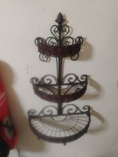Estante de pared vintage de metal y mimbre de 3 niveles segunda mano  Embacar hacia Mexico