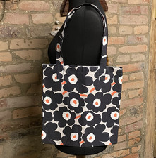 Bolsa tote Marimekko Mini Unikko 2009 tecido 33 x 34 cm algodão branco/preto/laranja, usado comprar usado  Enviando para Brazil