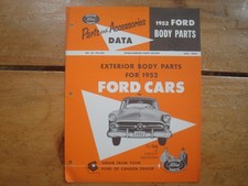 Boletín de datos de piezas, piezas y accesorios de carrocería Ford 1952. Partes exteriores de la carrocería segunda mano  Embacar hacia Mexico