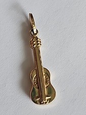 Pingente de berloque de guitarra ouro 10k acústico todo dourado! comprar usado  Enviando para Brazil