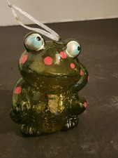 Ornamento de sapo de vidro raro vintage com manchas vermelhas excelente estado feito na China comprar usado  Enviando para Brazil
