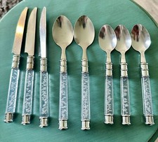 Usado, Conjunto de talheres 8 peças de aço inoxidável conjunto de talheres com alça de efeito bolha - transparente comprar usado  Enviando para Brazil