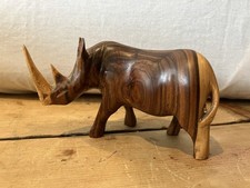 Wooden rhino carving for sale  PONTYCLUN